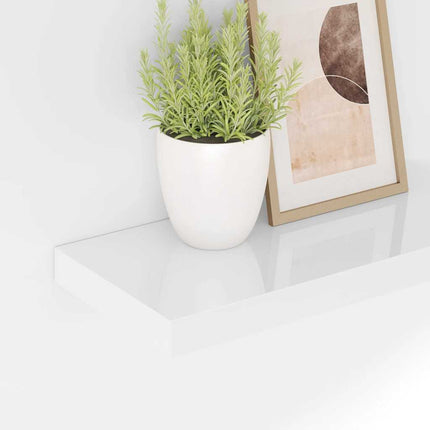 Svävande vägghyllor 4 st vit högglans 50x23x3,8 cm MDF