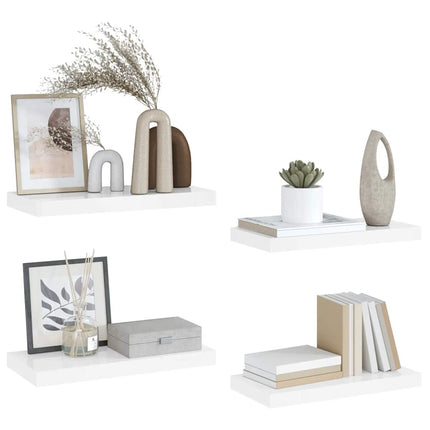 Svävande vägghyllor 4 st vit högglans 50x23x3,8 cm MDF