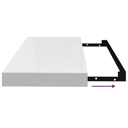 Svävande vägghylla vit högglans 60x23,5x3,8 cm MDF