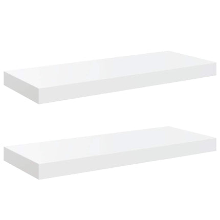 Svävande vägghyllor 2 st vit högglans 60x23,5x3,8 cm MDF