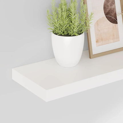 Svävande vägghyllor 2 st vit högglans 60x23,5x3,8 cm MDF