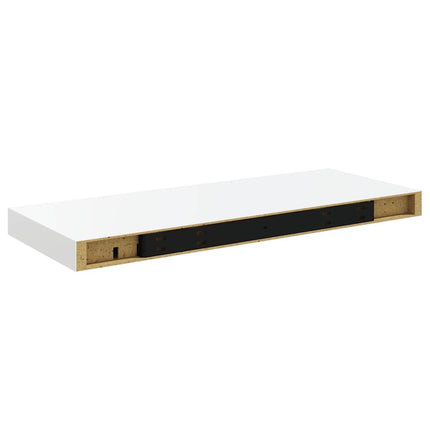 Svävande vägghyllor 2 st vit högglans 60x23,5x3,8 cm MDF