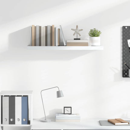Svävande vägghylla vit högglans 80x23,5x3,8 cm MDF