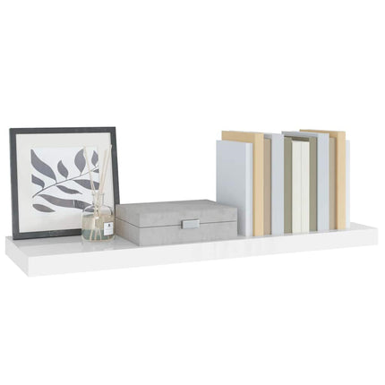 Svävande vägghylla vit högglans 80x23,5x3,8 cm MDF