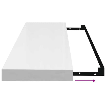 Svävande vägghylla vit högglans 80x23,5x3,8 cm MDF