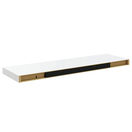 Svävande vägghyllor 2 st vit högglans 80x23,5x3,8 cm MDF