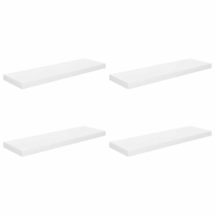 Svävande vägghyllor 4 st vit högglans 80x23,5x3,8 cm MDF