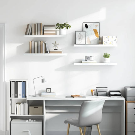 Svävande vägghyllor 4 st vit högglans 80x23,5x3,8 cm MDF