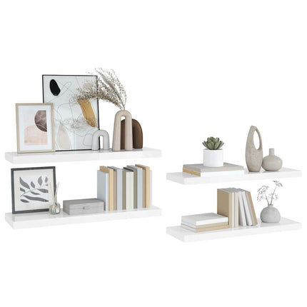 Svävande vägghyllor 4 st vit högglans 80x23,5x3,8 cm MDF