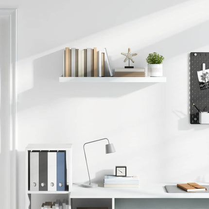 Svävande vägghylla vit högglans 90x23,5x3,8 cm MDF