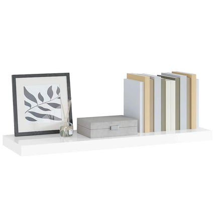 Svävande vägghylla vit högglans 90x23,5x3,8 cm MDF