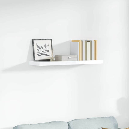 Svävande vägghylla vit högglans 90x23,5x3,8 cm MDF