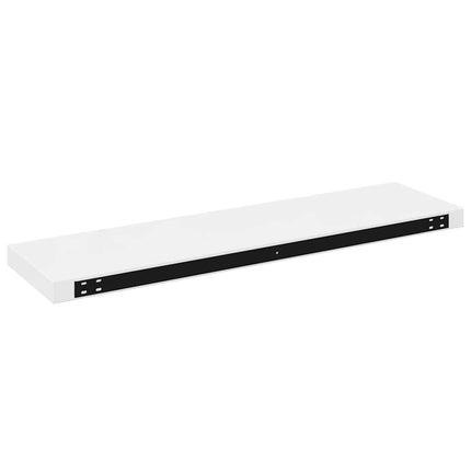 Svävande vägghyllor 2 st vit högglans 90x23,5x3,8 cm MDF