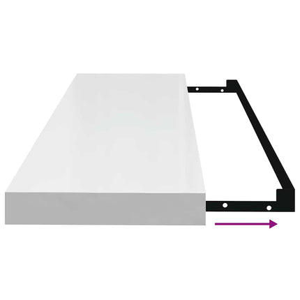 Svävande vägghyllor 2 st vit högglans 90x23,5x3,8 cm MDF