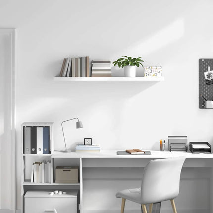 Svävande vägghylla vit högglans 120x23,5x3,8 cm MDF