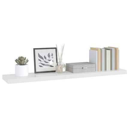Svävande vägghylla vit högglans 120x23,5x3,8 cm MDF