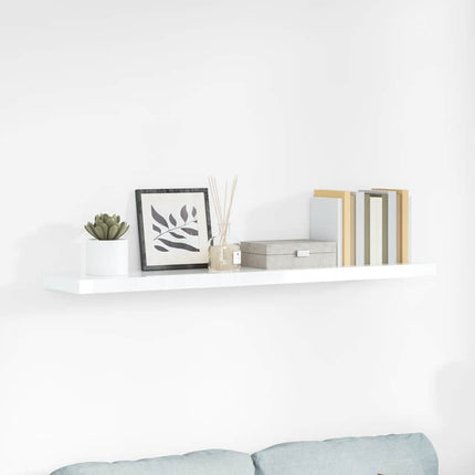 Svävande vägghylla vit högglans 120x23,5x3,8 cm MDF