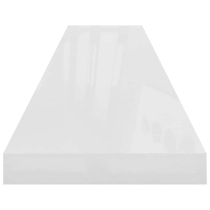 Svävande vägghyllor 2 st vit högglans 120x23,5x3,8 cm MDF
