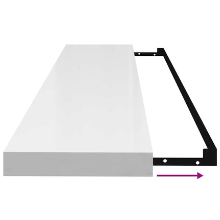 Svävande vägghyllor 2 st vit högglans 120x23,5x3,8 cm MDF