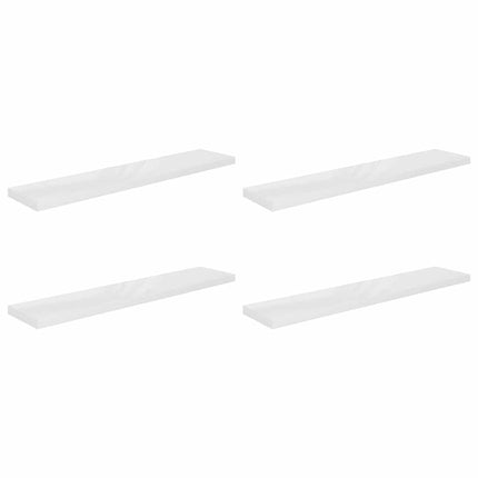 Svävande vägghyllor 4 st vit högglans 120x23,5x3,8 cm MDF