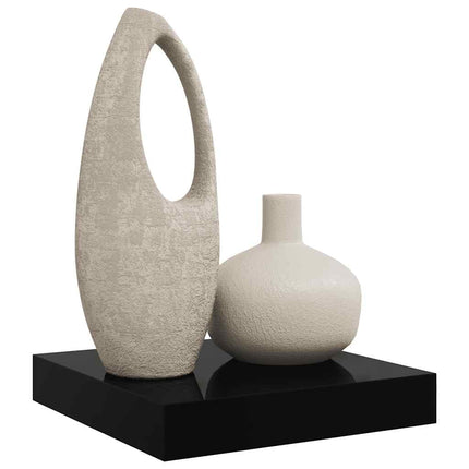 Svävande vägghylla svart högglans 23x23,5x3,8 cm MDF