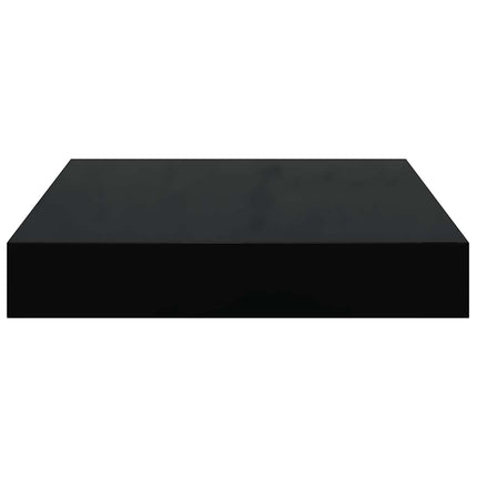 Svävande vägghylla svart högglans 23x23,5x3,8 cm MDF