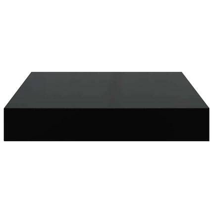 Svävande vägghylla svart högglans 23x23,5x3,8 cm MDF