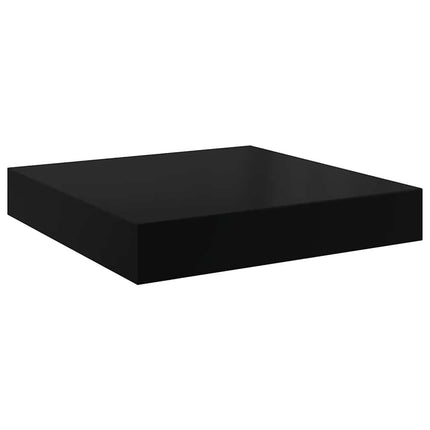 Svävande vägghyllor 2 st svart högglans 23x23,5x3,8 cm MDF