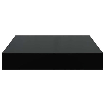 Svävande vägghyllor 2 st svart högglans 23x23,5x3,8 cm MDF