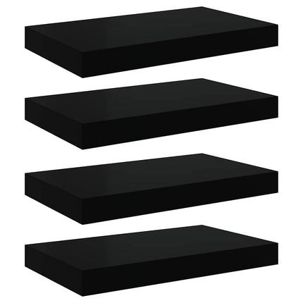 Svävande vägghyllor 4 st svart högglans 40x23x3,8 cm MDF