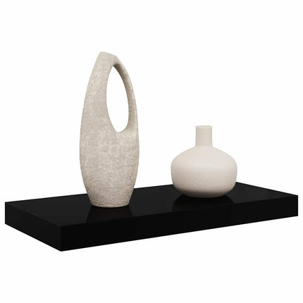 Svävande vägghylla svart högglans 50x23x3,8 cm MDF