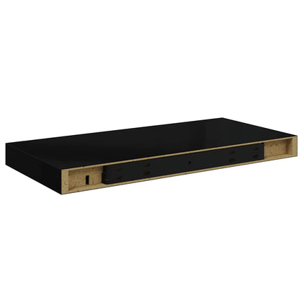 Svävande vägghylla svart högglans 50x23x3,8 cm MDF