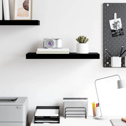 Svävande vägghylla svart högglans 60x23,5x3,8 cm MDF
