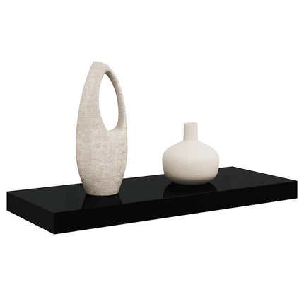 Svävande vägghylla svart högglans 60x23,5x3,8 cm MDF