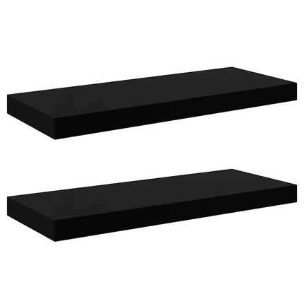 Svävande vägghyllor 2 st svart högglans 60x23,5x3,8 cm MDF