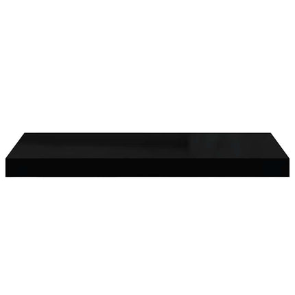 Svävande vägghyllor 2 st svart högglans 60x23,5x3,8 cm MDF