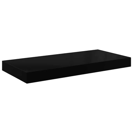 Svävande vägghyllor 2 st svart högglans 60x23,5x3,8 cm MDF
