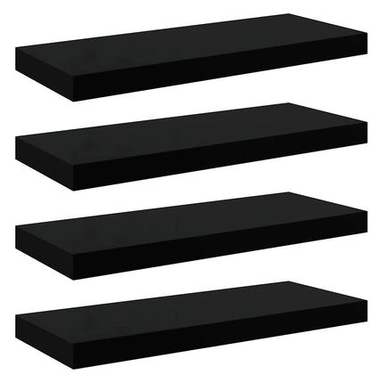Svävande vägghyllor 4 st svart högglans 60x23,5x3,8 cm MDF