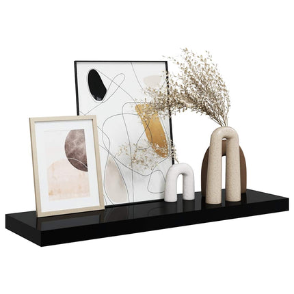 Svävande vägghylla svart högglans 80x23,5x3,8 cm MDF