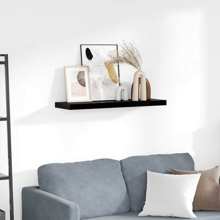 Svävande vägghylla svart högglans 80x23,5x3,8 cm MDF