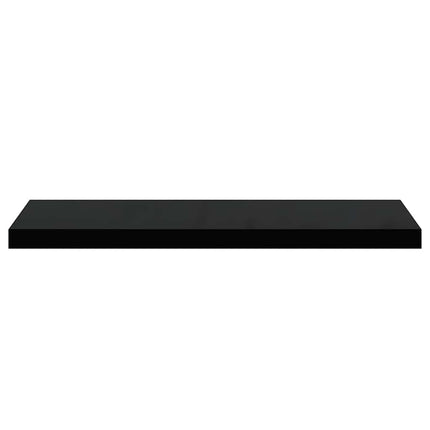 Svävande vägghyllor 2 st svart högglans 80x23,5x3,8 cm MDF