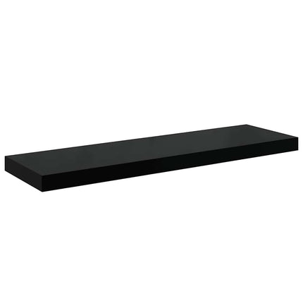 Svävande vägghyllor 2 st svart högglans 80x23,5x3,8 cm MDF