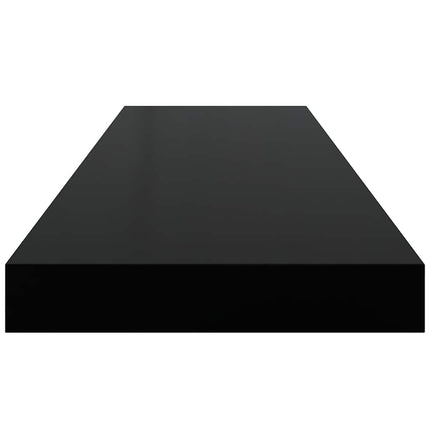 Svävande vägghyllor 2 st svart högglans 80x23,5x3,8 cm MDF