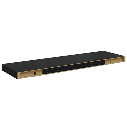 Svävande vägghyllor 4 st svart högglans 80x23,5x3,8 cm MDF