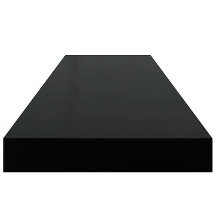 Svävande vägghylla svart högglans 90x23,5x3,8 cm MDF