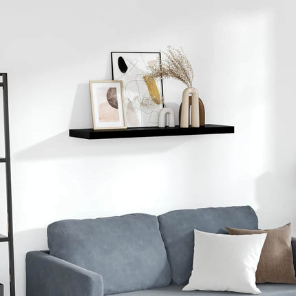 Svävande vägghylla svart högglans 90x23,5x3,8 cm MDF