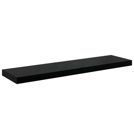 Svävande vägghyllor 2 st svart högglans 90x23,5x3,8 cm MDF