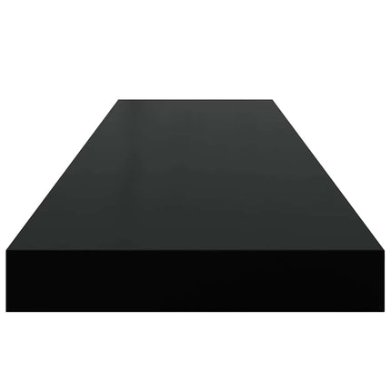 Svävande vägghyllor 2 st svart högglans 90x23,5x3,8 cm MDF