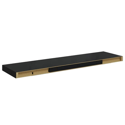 Svävande vägghyllor 2 st svart högglans 90x23,5x3,8 cm MDF