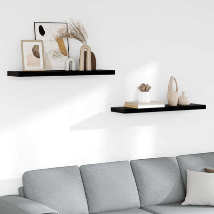 Svävande vägghyllor 2 st svart högglans 90x23,5x3,8 cm MDF